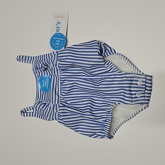 Carter's Baby Girl Striped One Piece Swimsuit UPF 50 Sun Protection - Picture 3 of 6
